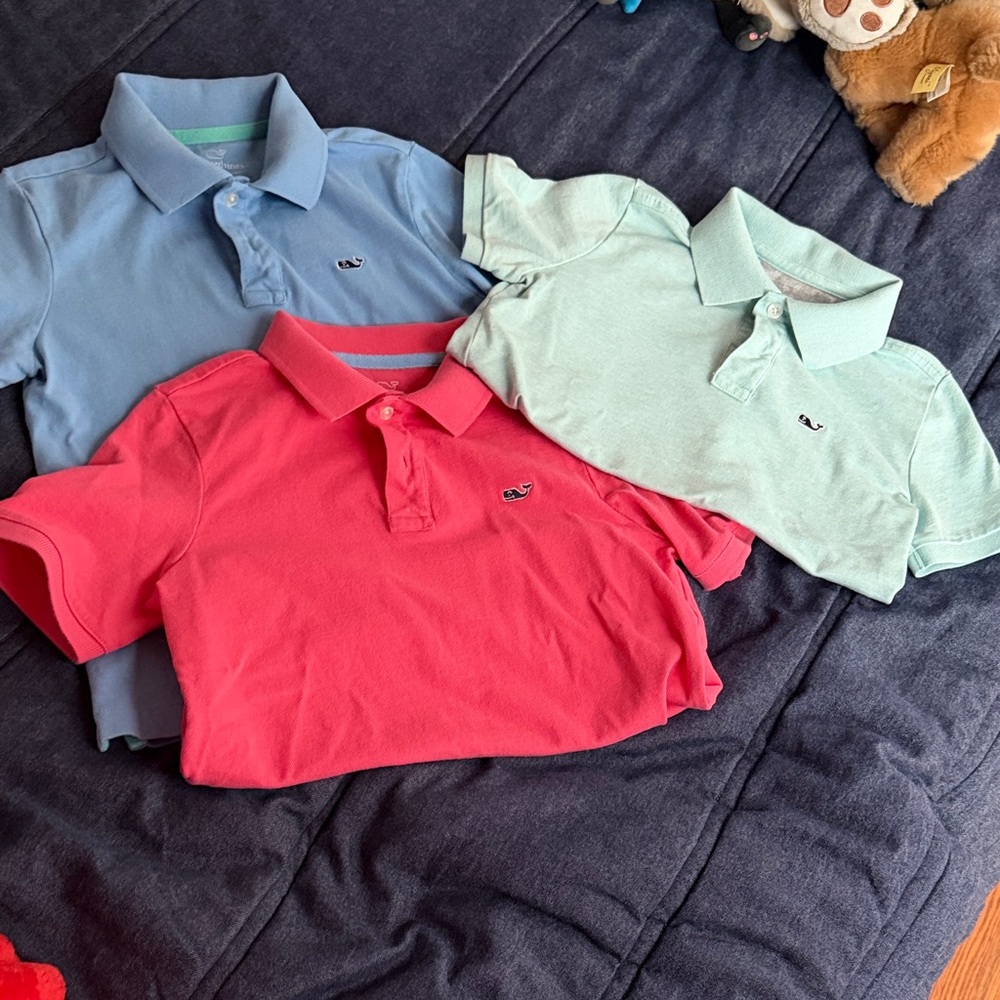 Vineyard Vines Kids Polo Shirt Trio - Blue, Pink, Mint